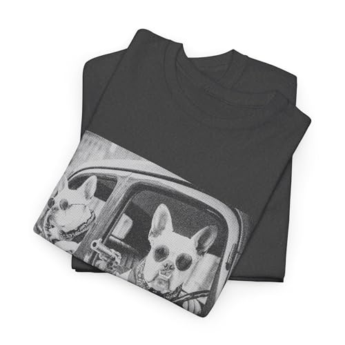 Funny French Bulldog T-Shirt | Vintage Gangster Frenchie Tee | Retro Mob Dog Graphic Gift for Men Women Dark Heather 4