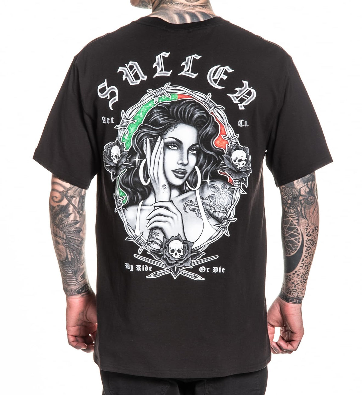 Sullen Men's My Ride or Die Choloha Capsule Tattoo Lifestyle Graphic Standard Cotton Short Sleeve Tee