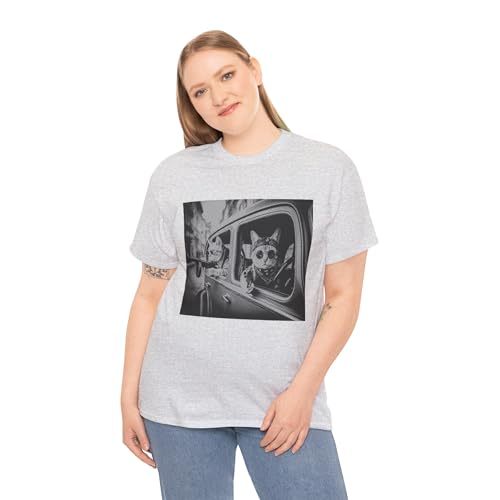 Funny Gangster Cat T-Shirt | Vintage Mobster Kitty with Gun Graphic Tee | Retro Mafia Humor Gift for Men & Women Ash 5