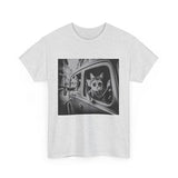 Funny Gangster Cat T-Shirt | Vintage Mobster Kitty with Gun Graphic Tee | Retro Mafia Humor Gift for Men & Women Ash 2