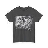 Funny French Bulldog T-Shirt | Vintage Gangster Frenchie Tee | Retro Mob Dog Graphic Gift for Men Women Dark Heather 2
