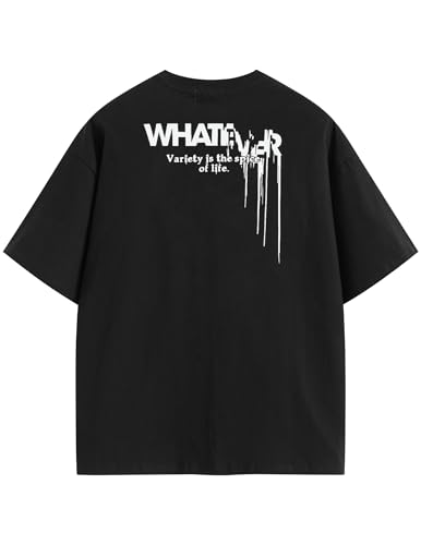 Vamtac Men's Oversized Letter Graphic T Shirt Y2K Vintage Tee Loose fit Urban Tee Streetwear Fashion Cotton Shirt 3