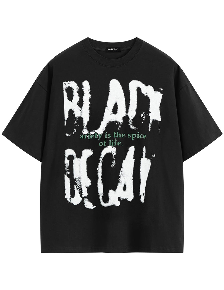Vamtac Men's Oversized Letter Graphic T Shirt Y2K Vintage Tee Loose fit Urban Tee Streetwear Fashion Cotton Shirt