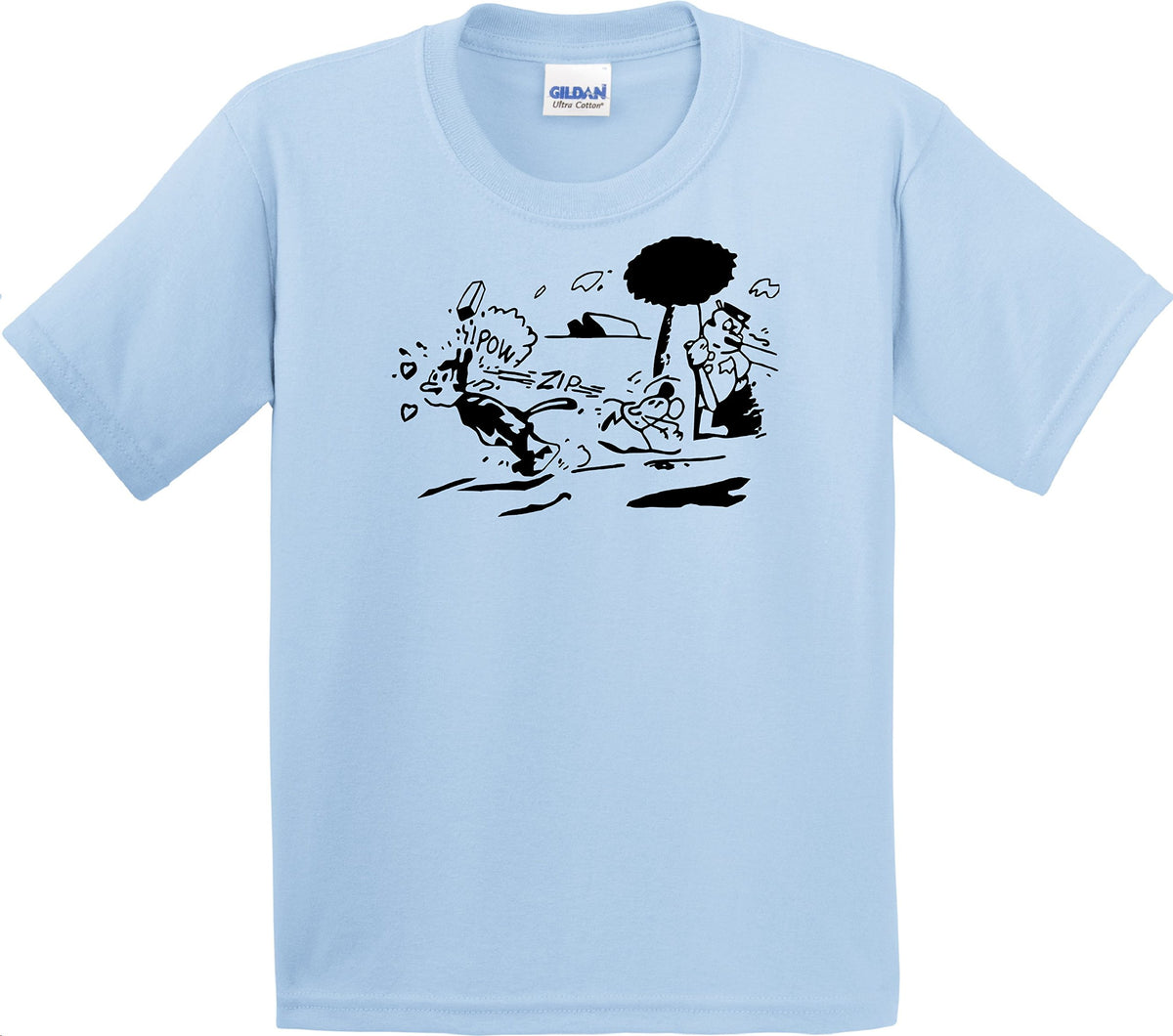 Krazy Kat Shirt Small Light Blue Gildan Men's Cotton Preshrunk Soft Tee